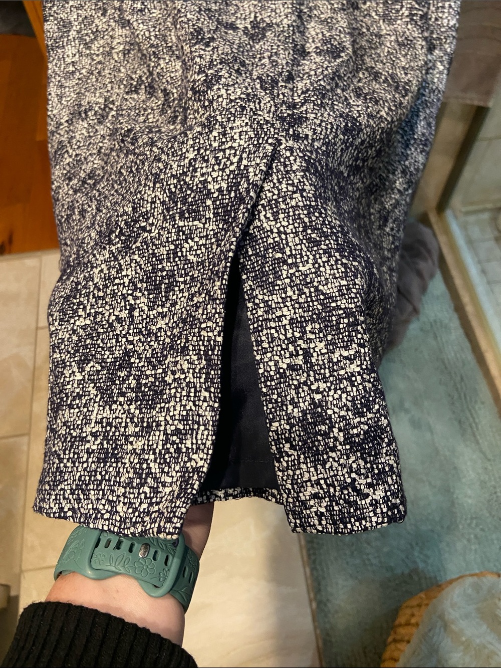 Talbots navy & White Tweed Midi Sheath Dress - Picture 8 of 9